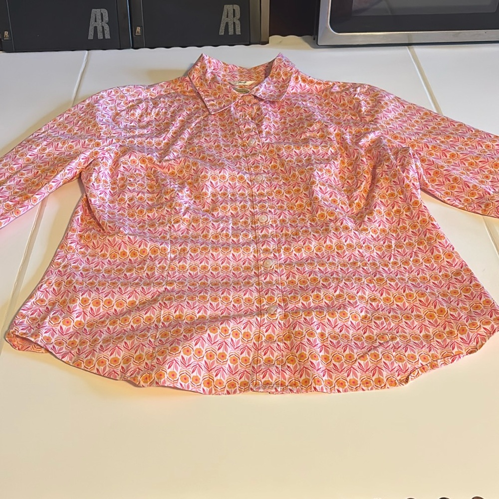 Talbots Stretch quarter sleeve button up